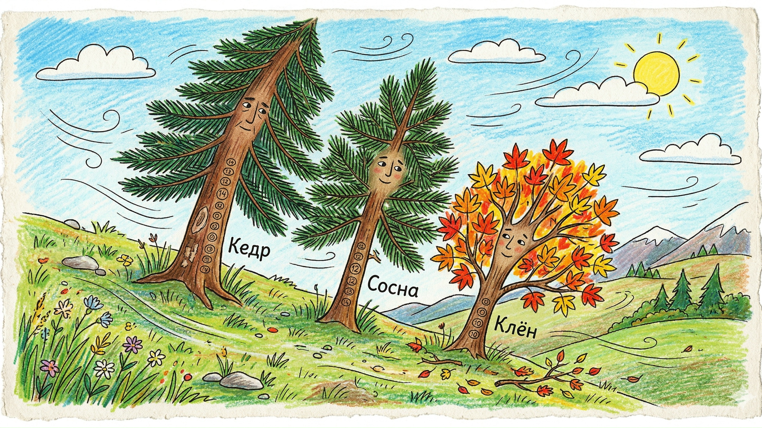 Иллюстрация к истории «Три дерева на одном склоне»