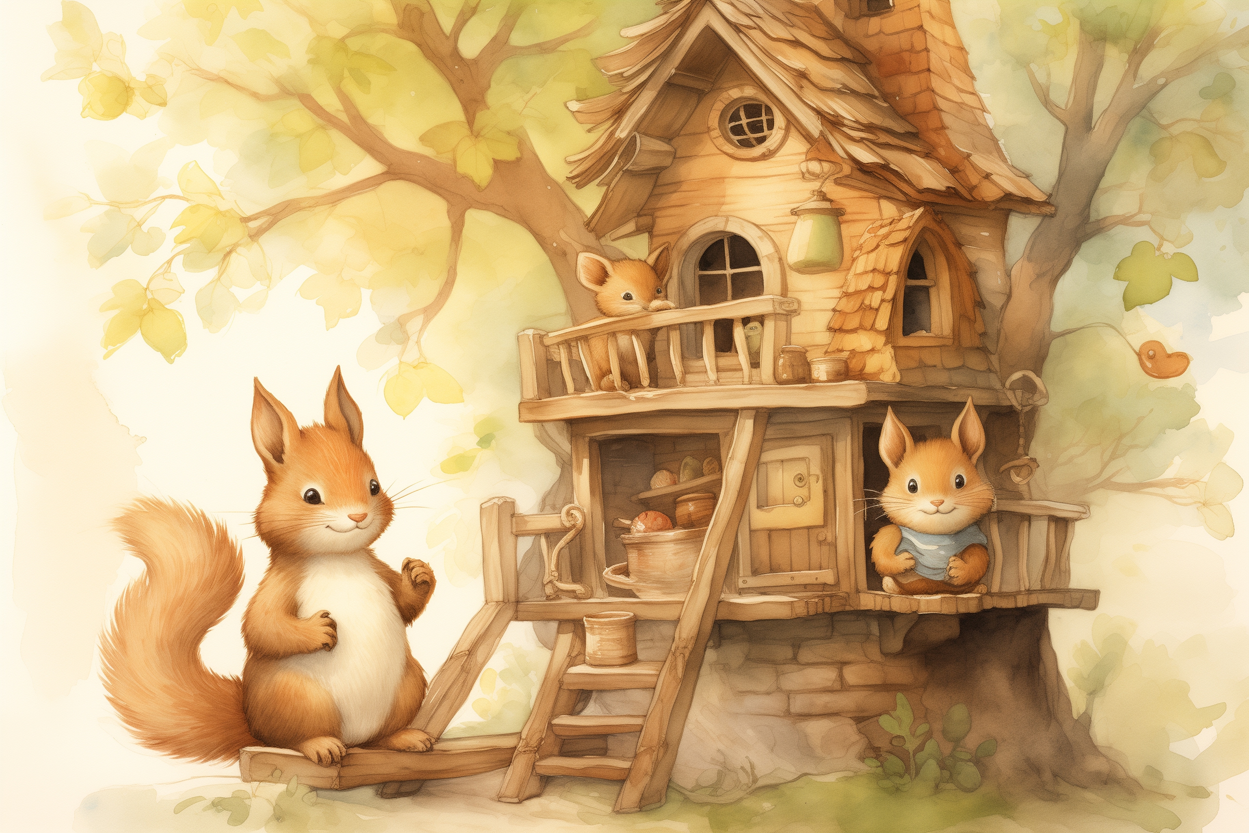 Иллюстрация к истории «Бельчонок и новый братик»